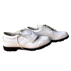 FootJoy DryJoys Womens‎ White Leather Kiltie Wingtip Golf Shoes Size 6M